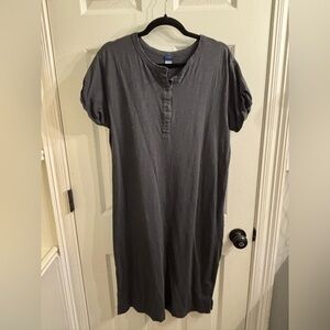 Old Navy Charcoal Short-Sleeve Henley Midi Dress